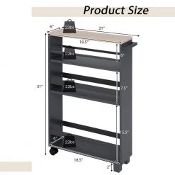 Gray 4-Tier Slim Storage Kitchen Cart with Adjustable Shelves by ANGELES HOME -Sorbus Sales Store gray angeles home kitchen carts 10309gr 8ck jv fa 1000