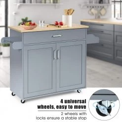 Gray Wood Top Small Rolling Kitchen Island Cart with Towel and Spice Rack, Kitchen Island on Wheels by ANGELES HOME -Sorbus Sales Store gray angeles home kitchen islands m51 8kc983gr 44 1000
