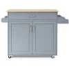Gray Wood Top Small Rolling Kitchen Island Cart with Towel and Spice Rack, Kitchen Island on Wheels by ANGELES HOME