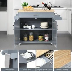 Gray Wood Top Small Rolling Kitchen Island Cart with Towel and Spice Rack, Kitchen Island on Wheels by ANGELES HOME -Sorbus Sales Store gray angeles home kitchen islands m51 8kc983gr 76 1000