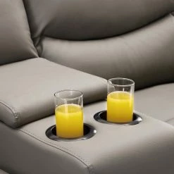 67.7 in. Gray Faux Leather Living Room 2-Seater Sofa Manual Reclining Loveseat with Cup Holders by ANGELES HOME -Sorbus Sales Store gray angeles home loveseats m28588r0 1f 1000