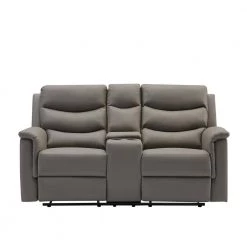 67.7 in. Gray Faux Leather Living Room 2-Seater Sofa Manual Reclining Loveseat with Cup Holders by ANGELES HOME