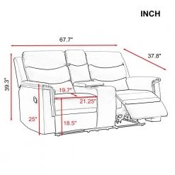 67.7 in. Gray Faux Leather Living Room 2-Seater Sofa Manual Reclining Loveseat with Cup Holders by ANGELES HOME -Sorbus Sales Store gray angeles home loveseats m28588r0 c3 1000