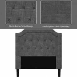 83.5 in. W Gray Linen Wood Frame Twin Upholstered Platform Bed with Headboard Mattress Foundation by ANGELES HOME -Sorbus Sales Store gray angeles home platform beds sa10 9hu19 44 1000