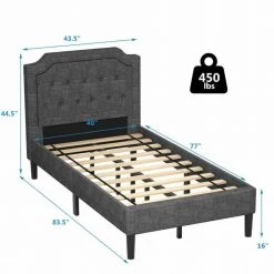 83.5 in. W Gray Linen Wood Frame Twin Upholstered Platform Bed with Headboard Mattress Foundation by ANGELES HOME -Sorbus Sales Store gray angeles home platform beds sa10 9hu19 76 1000