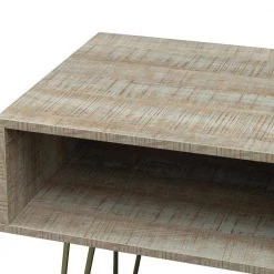 41.73 in. Wood TV Stand with 2 Open Shelves Fits TV's up to 50 in. with Wire Holes and Metal Legs, Gray by ANGELES HOME -Sorbus Sales Store gray angeles home tv stands sa33 9w331153 1f 1000