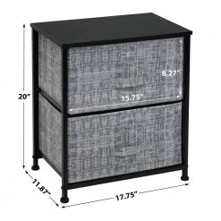 Nighstand 2-Drawer Dresser Gray/Black 17.75 in L x 11.87 in W x 20 in H by Sorbus -Sorbus Sales Store gray black sorbus dressers drw 2d gryblk 1f 1000