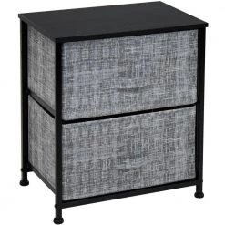 Nighstand 2-Drawer Dresser Gray/Black 17.75 in L x 11.87 in W x 20 in H by Sorbus