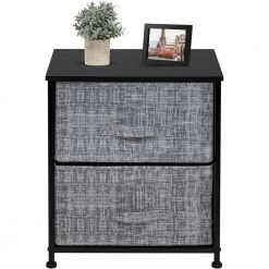 Nighstand 2-Drawer Dresser Gray/Black 17.75 in L x 11.87 in W x 20 in H by Sorbus -Sorbus Sales Store gray black sorbus dressers drw 2d gryblk c3 1000