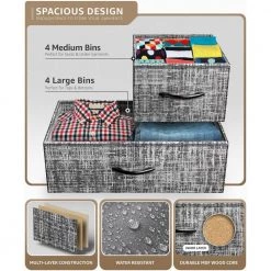 8-Drawer Gray Black Dresser Steel Frame Wood Top Easy Pull Fabric Bins 11.5 in. L x 34 in. W x 36 in. H by Sorbus -Sorbus Sales Store gray black sorbus dressers drw 8d gryblk 44 1000