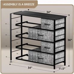 8-Drawer Gray Black Dresser Steel Frame Wood Top Easy Pull Fabric Bins 11.5 in. L x 34 in. W x 36 in. H by Sorbus -Sorbus Sales Store gray black sorbus dressers drw 8d gryblk 4f 1000