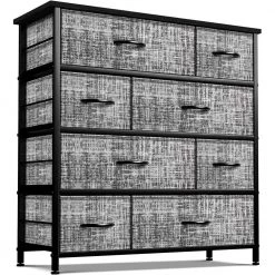 8-Drawer Gray Black Dresser Steel Frame Wood Top Easy Pull Fabric Bins 11.5 in. L x 34 in. W x 36 in. H by Sorbus