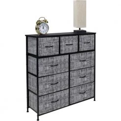 39.5 in. L x 11.5 in. W x 39.5 in. H 9-Drawer Gray/Black Rustic Dresser with Steel Frame Wood Top Easy Pull Fabric Bins by Sorbus -Sorbus Sales Store gray black sorbus dressers drw 9d gryblk c3 1000