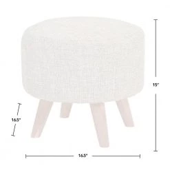 16.5 x 16.5 x 15 in. Gray Round Fabric Maya Ottoman by FirsTime & Co. -Sorbus Sales Store gray firstime co ottomans 70330 4f 1000