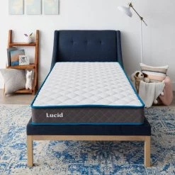 7 in. Firm Bonnell Spring Tight Top Twin Mattress by Lucid Comfort Collection -Sorbus Sales Store gray lucid comfort collection mattresses lucc07ttgrsp 1f 1000