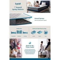 7 in. Firm Bonnell Spring Tight Top Twin Mattress by Lucid Comfort Collection -Sorbus Sales Store gray lucid comfort collection mattresses lucc07ttgrsp 31 1000