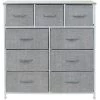 39.5 in. L x 11.5 in. W x 39.5 in. H 9-Drawer Gray Rustic Dresser with Steel Frame Wood Top Easy Pull Fabric Bins by Sorbus -Sorbus Sales Store gray rustic sorbus dressers drw 9d gry 64 1000