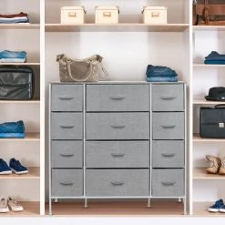 12-Drawer Gray Classic Chest Fabric Bin Drawers 48.75 in. H x 46.5 in. W x 11.75 in. D by Sorbus -Sorbus Sales Store gray sorbus chest of drawers drw 12d gry 44 1000