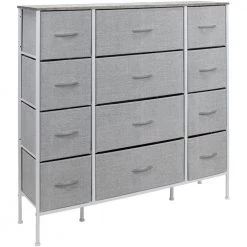 12-Drawer Gray Classic Chest Fabric Bin Drawers 48.75 in. H x 46.5 in. W x 11.75 in. D by Sorbus