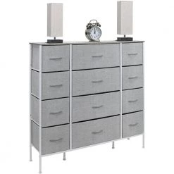 12-Drawer Gray Classic Chest Fabric Bin Drawers 48.75 in. H x 46.5 in. W x 11.75 in. D by Sorbus -Sorbus Sales Store gray sorbus chest of drawers drw 12d gry c3 1000