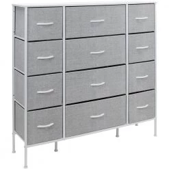 12-Drawer White Classic Chest Fabric Bin Drawers 48.75 in. H x 46.5 in. W x 11.75 in. D by Sorbus