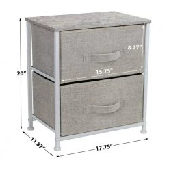 Nighstand 2-Drawer Gray Dresser 17.75 in. L x 11.87 in. W x 20 in. H by Sorbus -Sorbus Sales Store gray sorbus dressers drw 2d gry 4f 1000