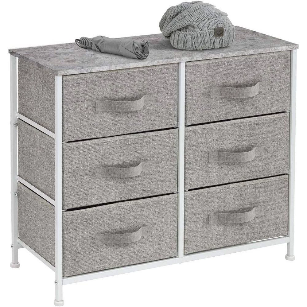 6-Drawer White Dresser Steel Frame Wood Top Easy Pull Fabric Bins 11.75 in. L x 31.5 in. W x 24.62 in. H by Sorbus 7 6-Drawer White Dresser Steel Frame Wood Top Easy Pull Fabric Bins 11.75 in. L x 31.5 in. W x 24.62 in. H by Sorbus - Image 5