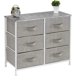 6-Drawer White Dresser Steel Frame Wood Top Easy Pull Fabric Bins 11.75 in. L x 31.5 in. W x 24.62 in. H by Sorbus 16 6-Drawer White Dresser Steel Frame Wood Top Easy Pull Fabric Bins 11.75 in. L x 31.5 in. W x 24.62 in. H by Sorbus -Sorbus Sales Store gray sorbus dressers drw cu6 gry 44 1000