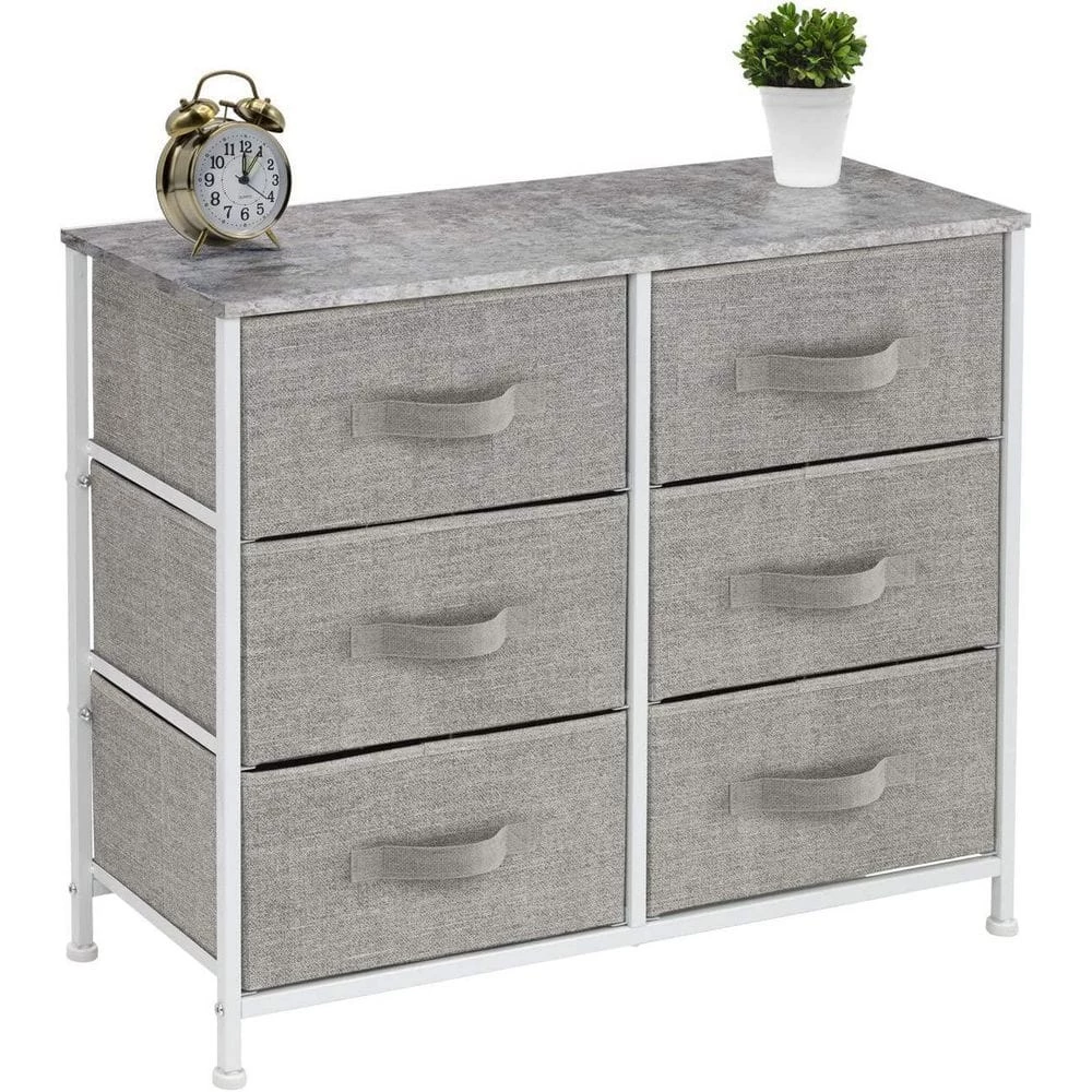 6-Drawer White Dresser Steel Frame Wood Top Easy Pull Fabric Bins 11.75 in. L x 31.5 in. W x 24.62 in. H by Sorbus 8 6-Drawer White Dresser Steel Frame Wood Top Easy Pull Fabric Bins 11.75 in. L x 31.5 in. W x 24.62 in. H by Sorbus - Image 6