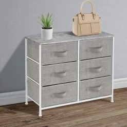6-Drawer White Dresser Steel Frame Wood Top Easy Pull Fabric Bins 11.75 in. L x 31.5 in. W x 24.62 in. H by Sorbus 14 6-Drawer White Dresser Steel Frame Wood Top Easy Pull Fabric Bins 11.75 in. L x 31.5 in. W x 24.62 in. H by Sorbus -Sorbus Sales Store gray sorbus dressers drw cu6 gry 4f 1000