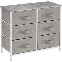 6-Drawer White Dresser Steel Frame Wood Top Easy Pull Fabric Bins 11.75 in. L x 31.5 in. W x 24.62 in. H by Sorbus