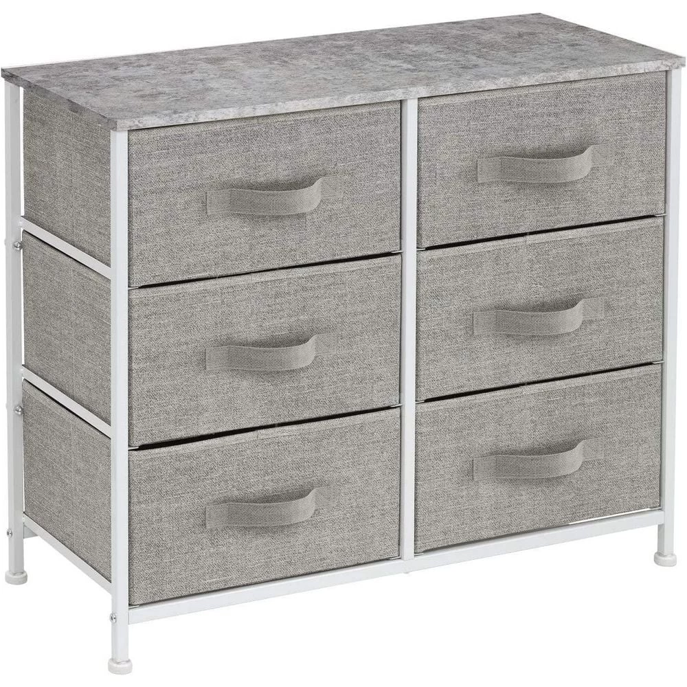 6-Drawer White Dresser Steel Frame Wood Top Easy Pull Fabric Bins 11.75 in. L x 31.5 in. W x 24.62 in. H by Sorbus 3 6-Drawer White Dresser Steel Frame Wood Top Easy Pull Fabric Bins 11.75 in. L x 31.5 in. W x 24.62 in. H by Sorbus