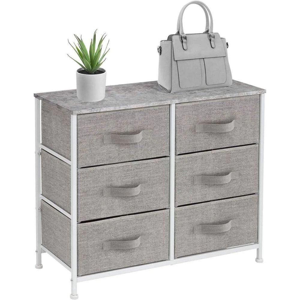 6-Drawer White Dresser Steel Frame Wood Top Easy Pull Fabric Bins 11.75 in. L x 31.5 in. W x 24.62 in. H by Sorbus 5 6-Drawer White Dresser Steel Frame Wood Top Easy Pull Fabric Bins 11.75 in. L x 31.5 in. W x 24.62 in. H by Sorbus - Image 3