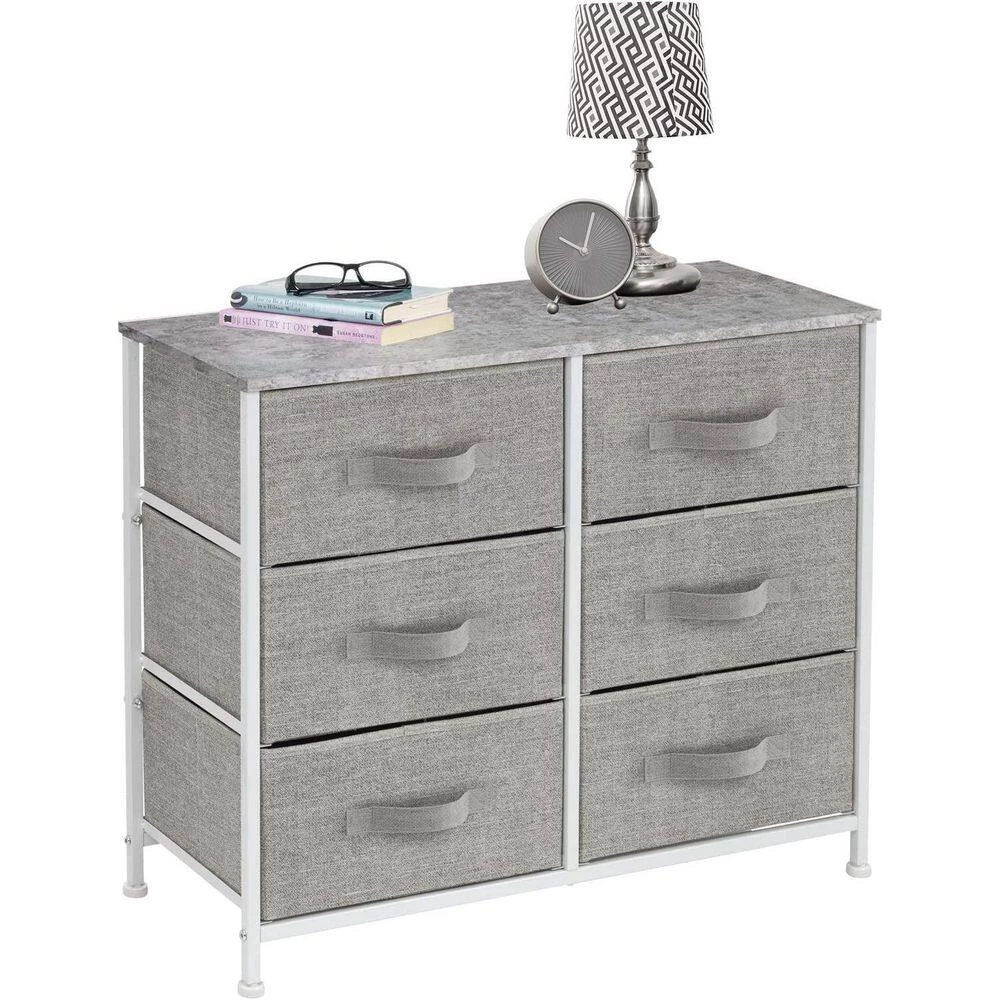 6-Drawer White Dresser Steel Frame Wood Top Easy Pull Fabric Bins 11.75 in. L x 31.5 in. W x 24.62 in. H by Sorbus 9 6-Drawer White Dresser Steel Frame Wood Top Easy Pull Fabric Bins 11.75 in. L x 31.5 in. W x 24.62 in. H by Sorbus - Image 7