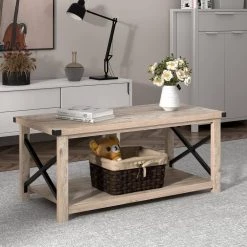 43.5 in. L x 19.5 in. D Rustic Metal X Shaped Grey Wash Accent Coffee Table with Shelf by ANGELES HOME 15 43.5 in. L x 19.5 in. D Rustic Metal X Shaped Grey Wash Accent Coffee Table with Shelf by ANGELES HOME -Sorbus Sales Store gray wash angeles home coffee tables m65 8hw892gr 31 1000