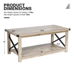 43.5 in. L x 19.5 in. D Rustic Metal X Shaped Grey Wash Accent Coffee Table with Shelf by ANGELES HOME 11 43.5 in. L x 19.5 in. D Rustic Metal X Shaped Grey Wash Accent Coffee Table with Shelf by ANGELES HOME -Sorbus Sales Store gray wash angeles home coffee tables m65 8hw892gr c3 1000