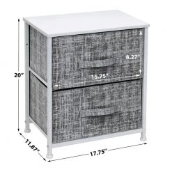 Nighstand 2-Drawer Dresser Gray/White 17.75 in L x 11.87 in W x 20 in H by Sorbus -Sorbus Sales Store gray white sorbus dressers drw 2d grywh 1f 1000