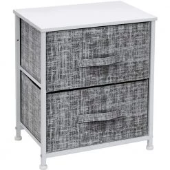 Nighstand 2-Drawer Dresser Gray/White 17.75 in L x 11.87 in W x 20 in H by Sorbus