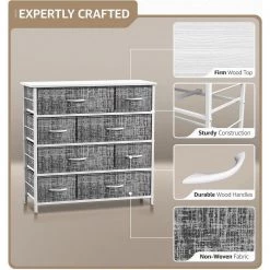 8-Drawer Gray White Dresser Steel Frame Wood Top Easy Pull Fabric Bins 11.5 in. L x 34 in. W x 36 in. H by Sorbus 14 8-Drawer Gray White Dresser Steel Frame Wood Top Easy Pull Fabric Bins 11.5 in. L x 34 in. W x 36 in. H by Sorbus -Sorbus Sales Store gray white sorbus dressers drw 8d grywh 1f 1000