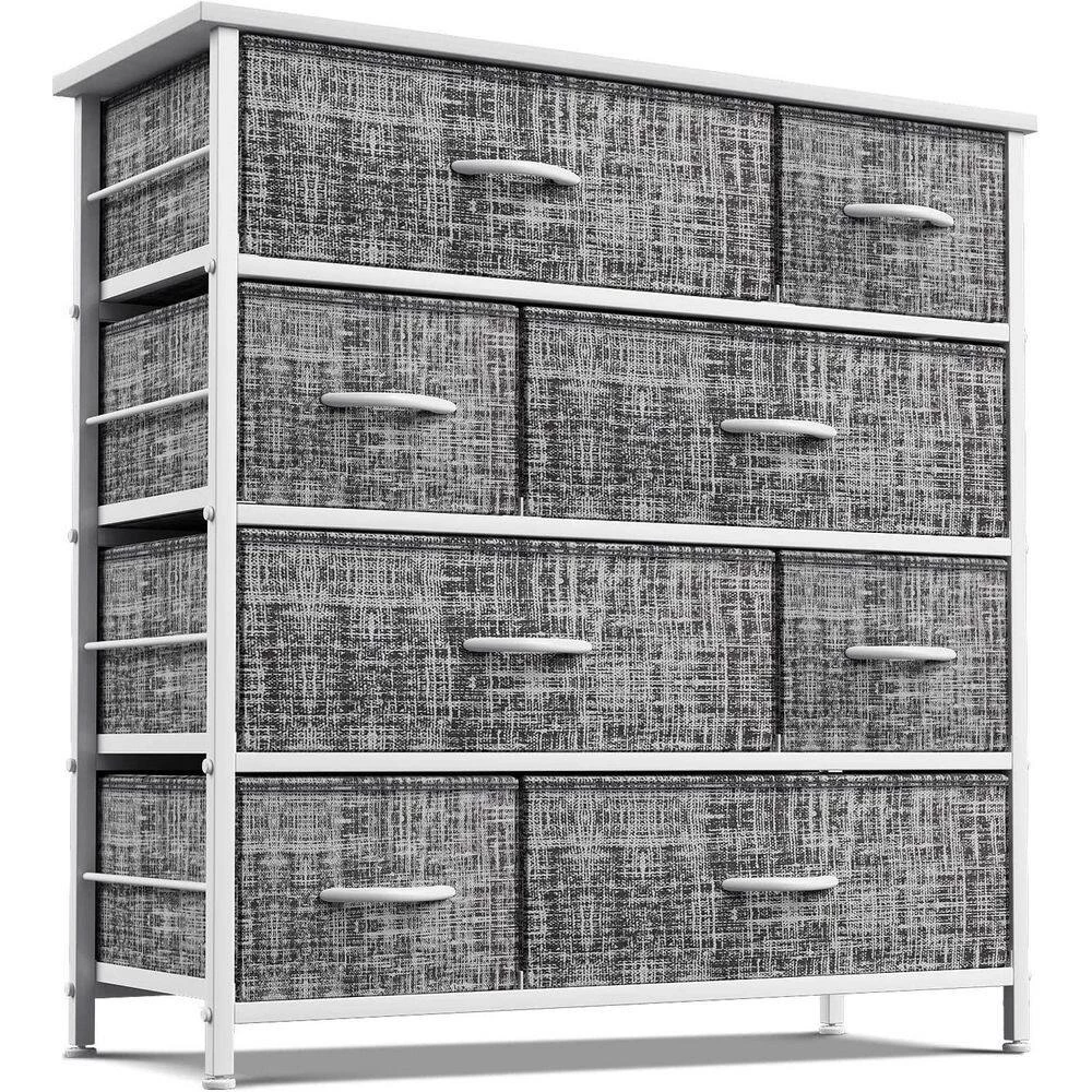 8-Drawer Gray White Dresser Steel Frame Wood Top Easy Pull Fabric Bins 11.5 in. L x 34 in. W x 36 in. H by Sorbus 4 8-Drawer Gray White Dresser Steel Frame Wood Top Easy Pull Fabric Bins 11.5 in. L x 34 in. W x 36 in. H by Sorbus - Image 2