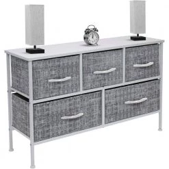 5-Drawer Marble White Dresser White Frame Wood Top Easy Pull Fabric Bins 11.87 in. L x 39.5 in. W x 24.62 in. H by Sorbus 14 5-Drawer Marble White Dresser White Frame Wood Top Easy Pull Fabric Bins 11.87 in. L x 39.5 in. W x 24.62 in. H by Sorbus -Sorbus Sales Store gray white sorbus dressers drw cu5 grywh 4f 1000