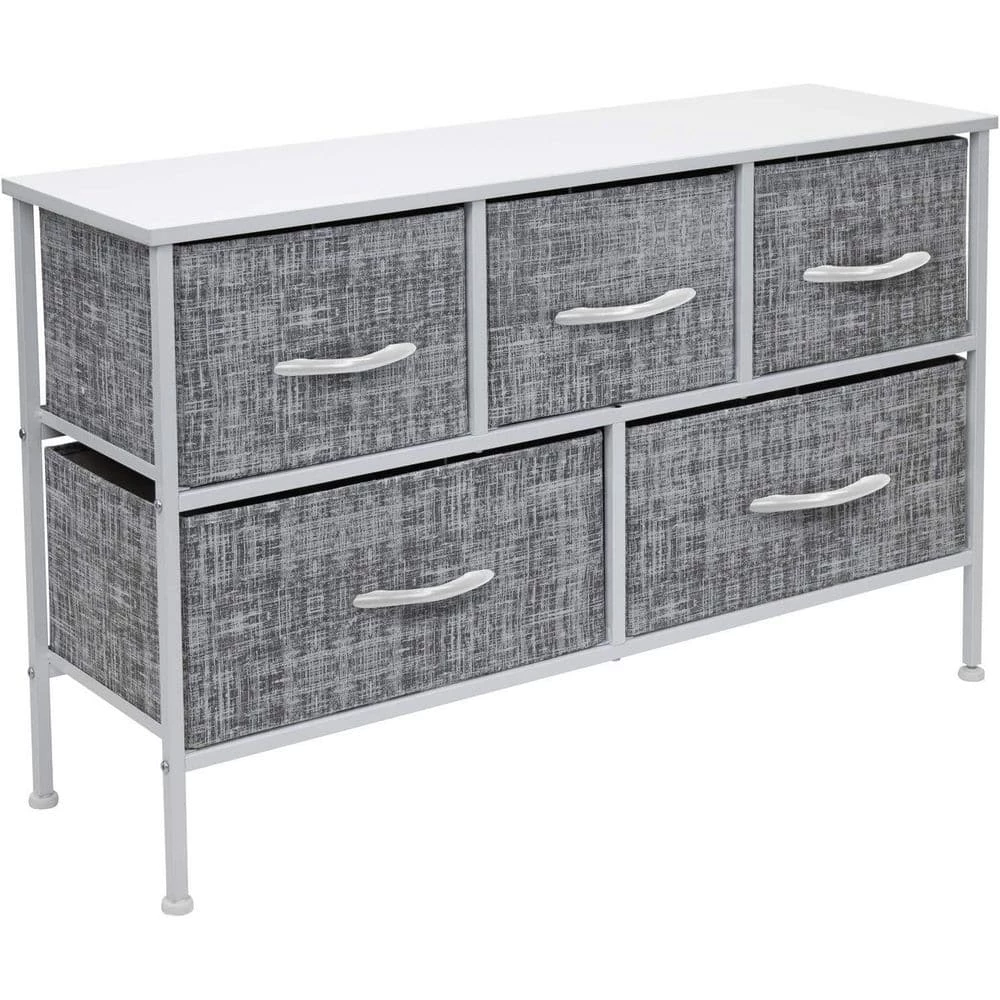 5-Drawer Marble White Dresser White Frame Wood Top Easy Pull Fabric Bins 11.87 in. L x 39.5 in. W x 24.62 in. H by Sorbus 3 5-Drawer Marble White Dresser White Frame Wood Top Easy Pull Fabric Bins 11.87 in. L x 39.5 in. W x 24.62 in. H by Sorbus