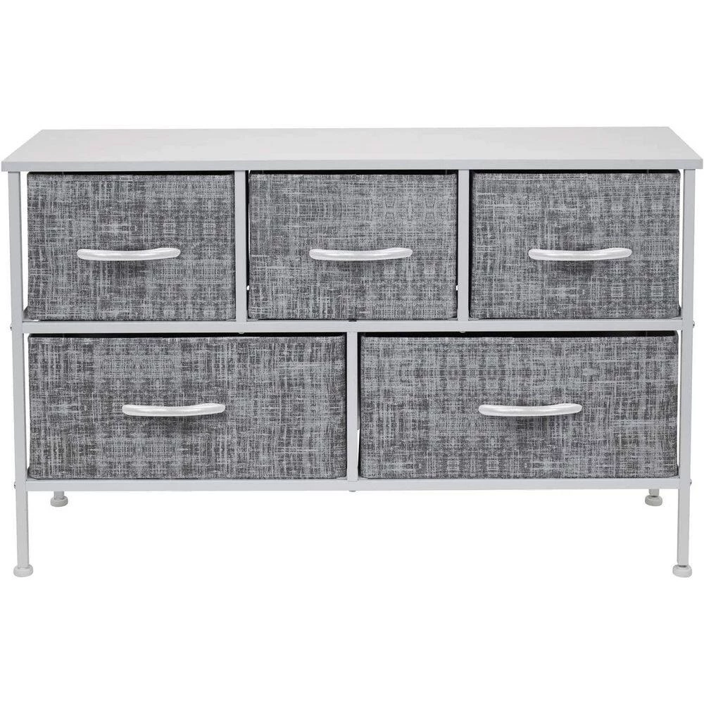 5-Drawer Marble White Dresser White Frame Wood Top Easy Pull Fabric Bins 11.87 in. L x 39.5 in. W x 24.62 in. H by Sorbus 9 5-Drawer Marble White Dresser White Frame Wood Top Easy Pull Fabric Bins 11.87 in. L x 39.5 in. W x 24.62 in. H by Sorbus - Image 7
