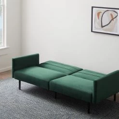 2- Piece Green Velvet Futon Chair Sofa Bed with Buttonless Tufting by Lucid Comfort Collection -Sorbus Sales Store green velvet lucid comfort collection futons lucc0003ssf74vn 77 1000