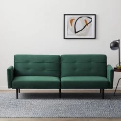 2- Piece Green Velvet Futon Chair Sofa Bed with Buttonless Tufting by Lucid Comfort Collection -Sorbus Sales Store green velvet lucid comfort collection futons lucc0003ssf74vn d4 1000