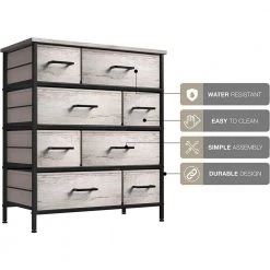8-Drawer Greige Dresser Steel Frame Wood Top Easy Pull Fabric Bins 11.5 in. L x 34 in. W x 36 in. H by Sorbus 17 8-Drawer Greige Dresser Steel Frame Wood Top Easy Pull Fabric Bins 11.5 in. L x 34 in. W x 36 in. H by Sorbus -Sorbus Sales Store greige sorbus dressers drw 8d rub fa 1000