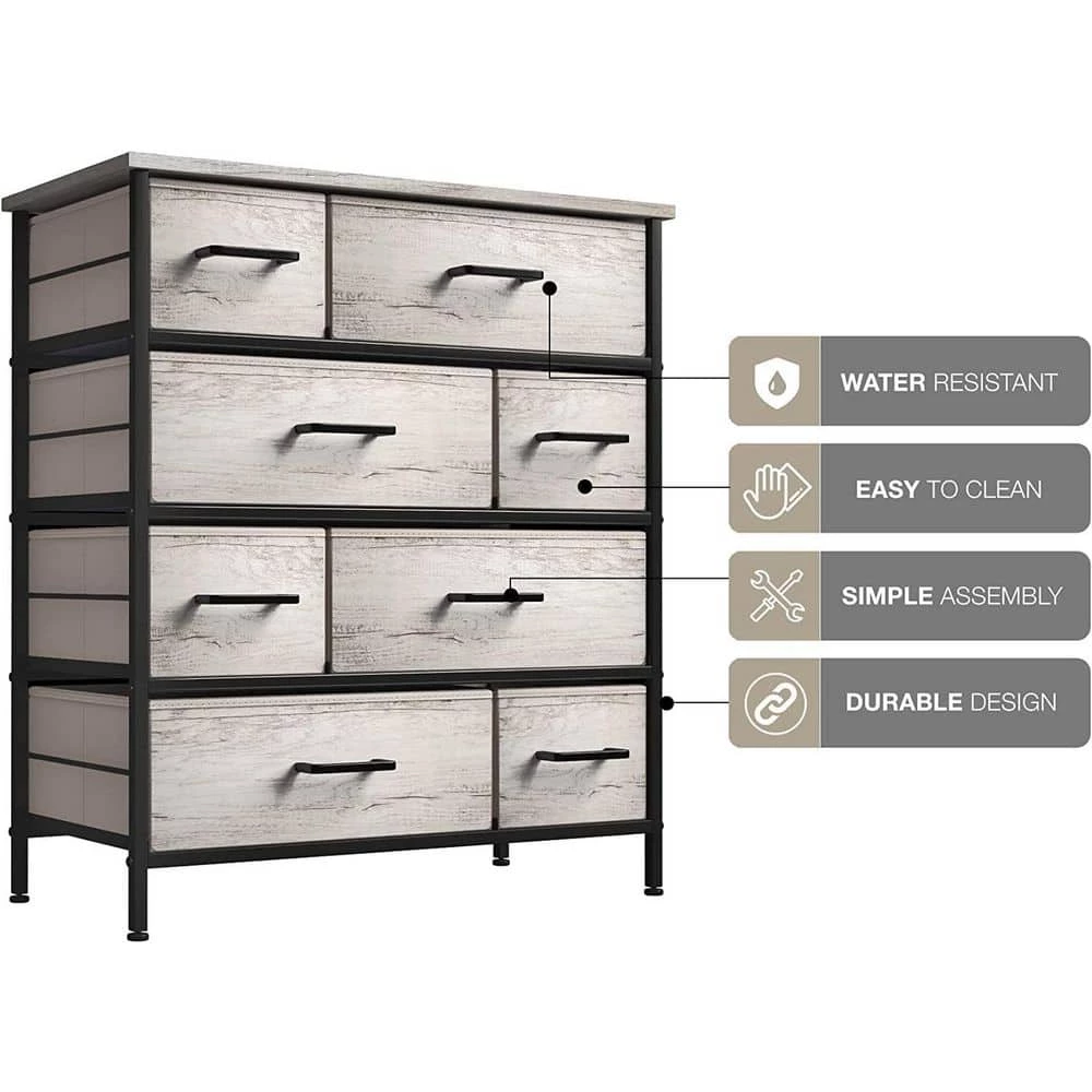 8-Drawer Greige Dresser Steel Frame Wood Top Easy Pull Fabric Bins 11.5 in. L x 34 in. W x 36 in. H by Sorbus 9 8-Drawer Greige Dresser Steel Frame Wood Top Easy Pull Fabric Bins 11.5 in. L x 34 in. W x 36 in. H by Sorbus - Image 7