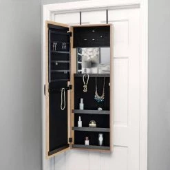 43 in. Rustic Arch Jewelry Armoire by FirsTime & Co. -Sorbus Sales Store light brown firstime co jewelry armoires 81007 77 1000