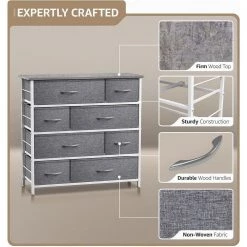 8-Drawer Light Gray Dresser Steel Frame Wood Top Easy Pull Fabric Bins 11.5 in. L x 34 in. W x 36 in. H by Sorbus -Sorbus Sales Store light gray sorbus dressers drw 8d gry 1f 1000