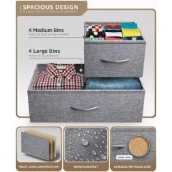 8-Drawer Light Gray Dresser Steel Frame Wood Top Easy Pull Fabric Bins 11.5 in. L x 34 in. W x 36 in. H by Sorbus -Sorbus Sales Store light gray sorbus dressers drw 8d gry 44 1000
